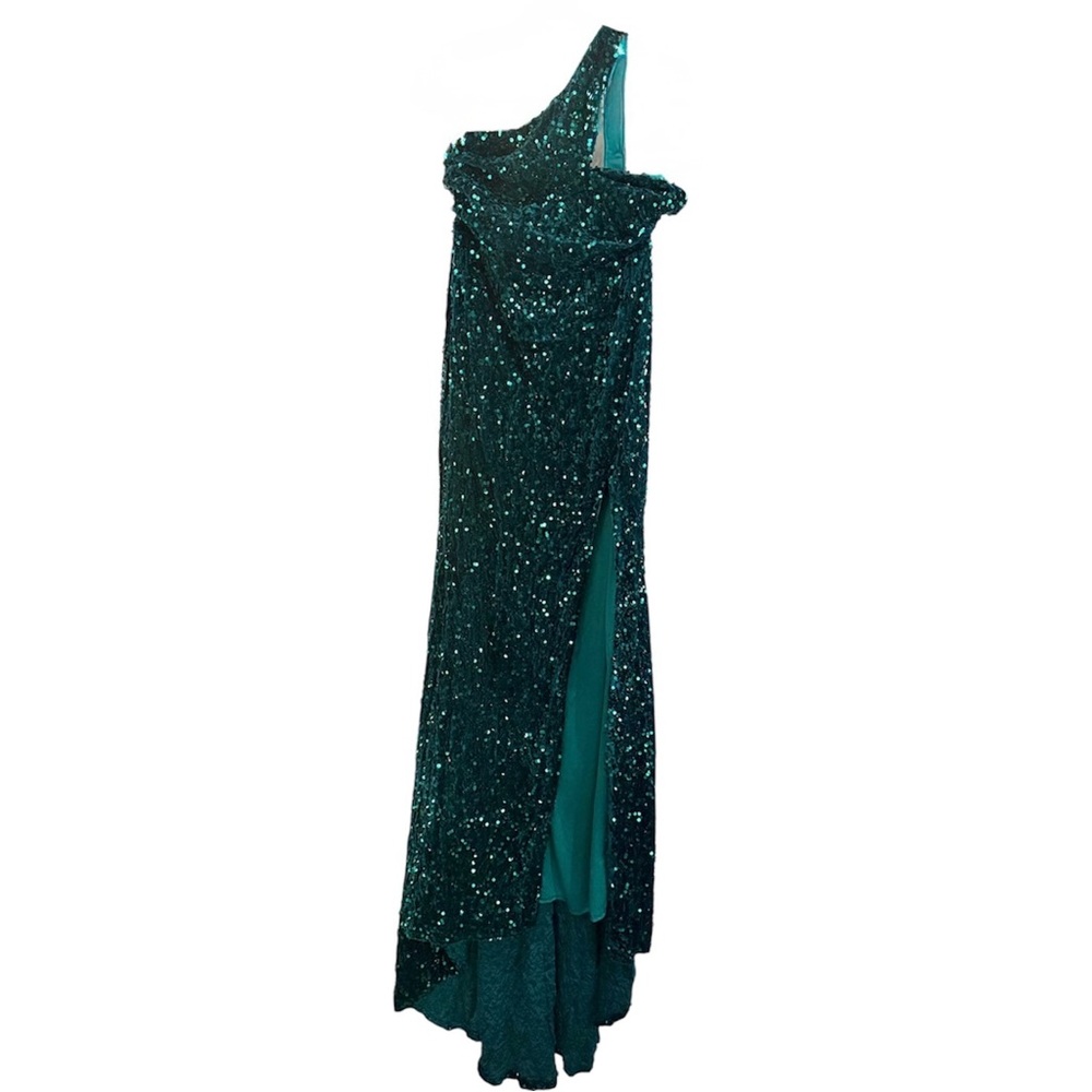 Boutique Brand Emerald Teal Sequin Hi-Low Gown NWT Size 12